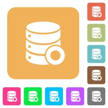 Database macro record rounded square flat icons Stock Illustration