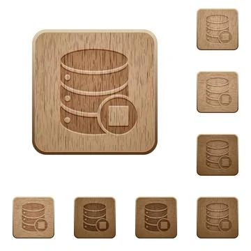 Database macro stop wooden buttons Stock Illustration