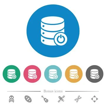 Database main switch flat round icons Stock Illustration