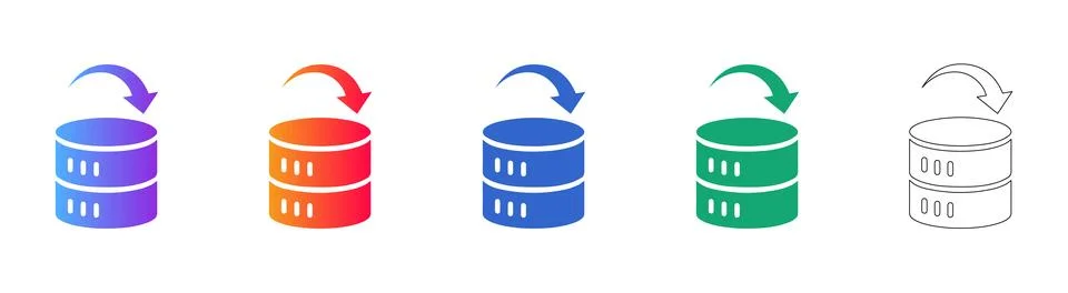 Database Maintenance and Update Icons Stock Illustration