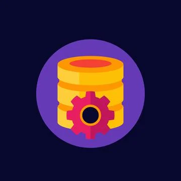 Database maintenance icon, flat design Stock Illustration