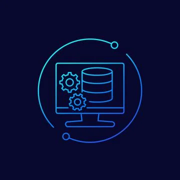 Database maintenance icon, linear design Stock Illustration