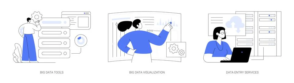Database management abstract concept vector illustrations. Stock Illustration