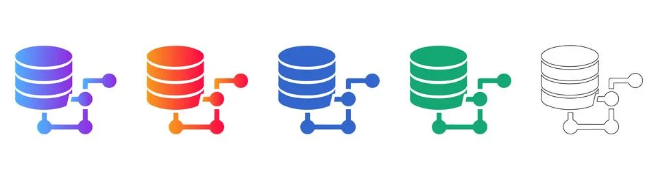 Database Management and Data Flow Icons Stock Illustration