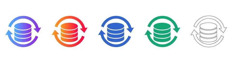 Database Management and Data Integrity Icons Illustrazione stock