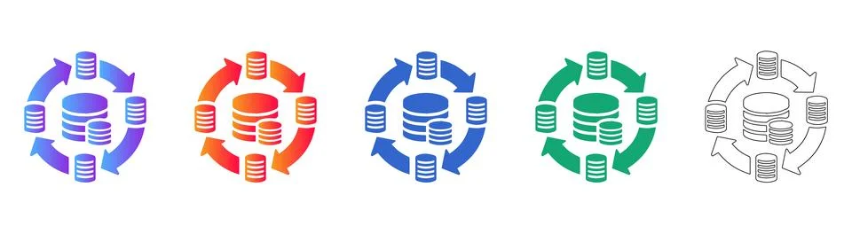 Database Management and Data Migration Icons 库存插图