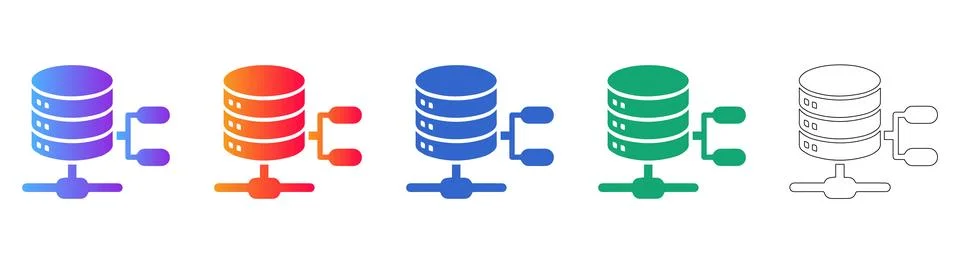 Database Management and Network Server Icons Stock Illustration