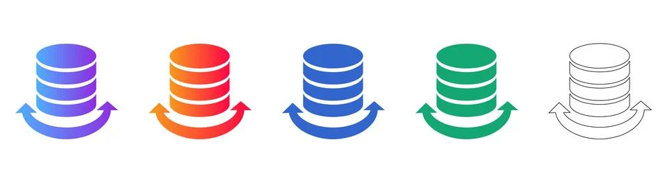 Database Management and Sync Circle Icon Set イラスト素材