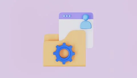 Database Management featuring folder, Ideal for data storage, Settings gear Stock Illustration