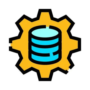 Database management gear icon processing settings Illustrazione stock