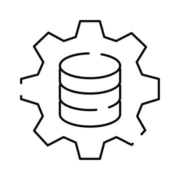 Database management gear icon representing data processing Stock Illustration