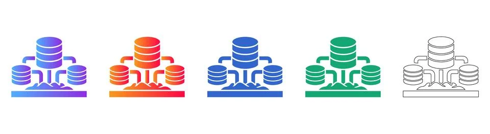 Database Management System Icons Stock Illustration