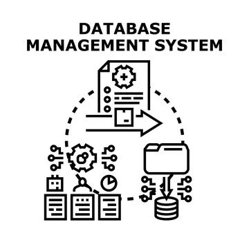 Database management system processing digital information flow concept Stock Illustration