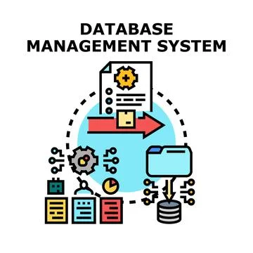 Database management system processing digital information flow concept Stock Illustration