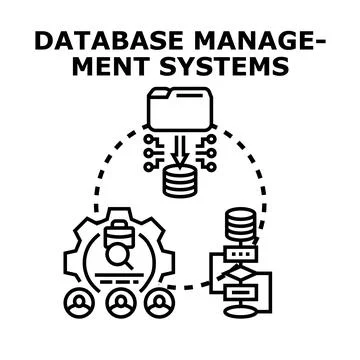 Database management systems process, concept and data storage Stock Illustration