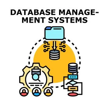 Database management systems process, concept and data storage Stock Illustration