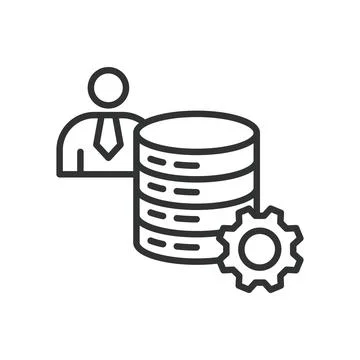 Database manager icon in line design. Databases manager, database, data Stock Illustration