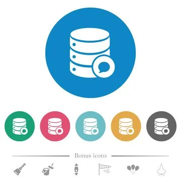 Database messages flat round icons Stock Illustration