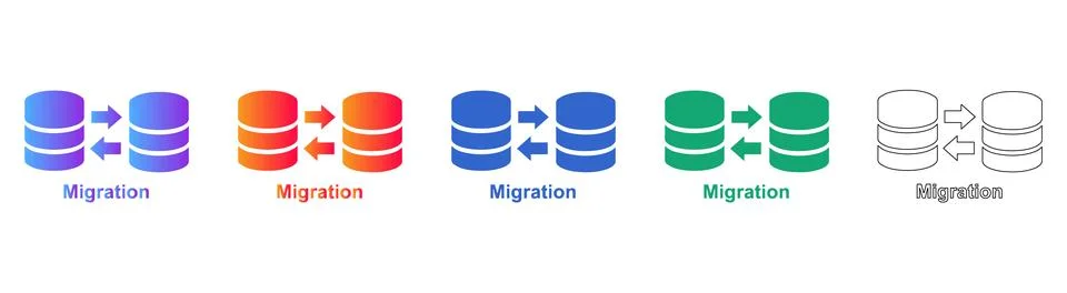 Database Migration Icons for Cloud and IT Infrastructure Stock Illustration