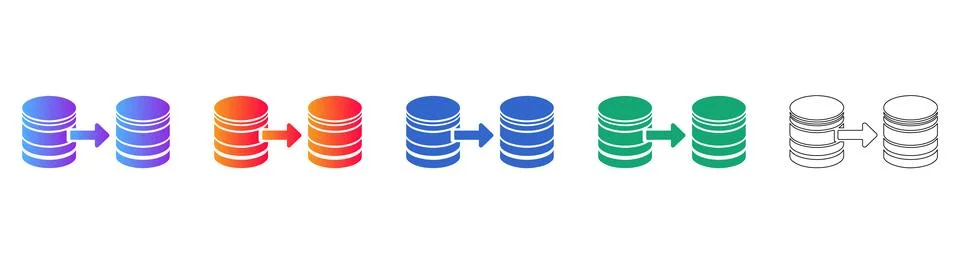 Database Migration Icons Illustrazione stock