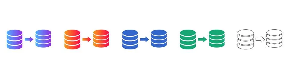 Database Migration Icons 库存插图