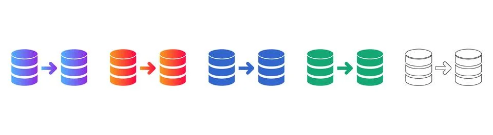 Database Migration Icons Set Stock Illustration