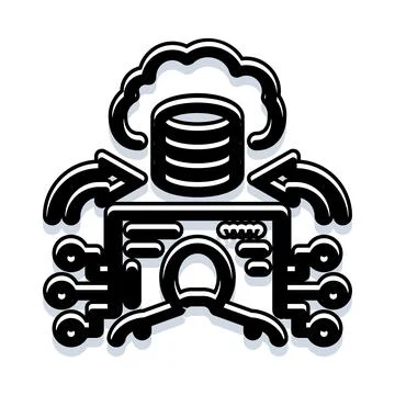 Database migration managing data between cloud and server Illustrazione stock