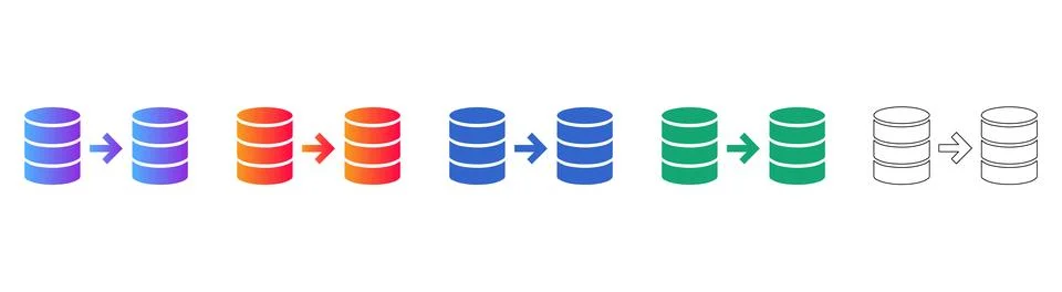 Database Migration Transfer Icon Set Stock Illustration