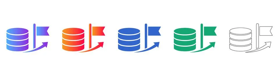 Database Milestone and Data Growth Icons 스톡 일러스트