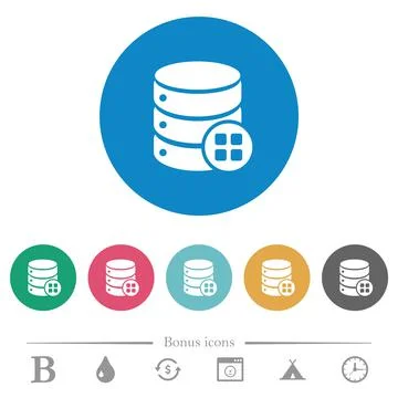 Database modules flat round icons Stock Illustration