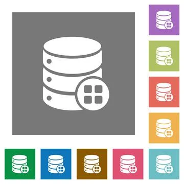 Database modules square flat icons Illustrazione stock