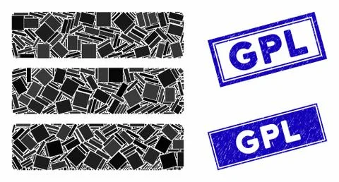 Database Mosaic and Grunge Rectangle GPL Watermarks Stock Illustration
