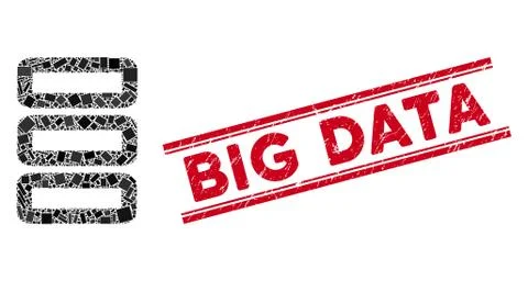 Database Mosaic and Scratched Big Data Seal with Lines Stock Illustration