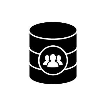 Database Multiple Users Black Filled Style Icon Illustration