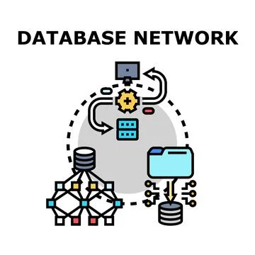Database network concept illustrating data storage processing and connection Illustrazione stock