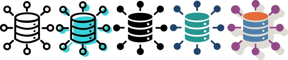 Database network connection icon set collection Stock Illustration