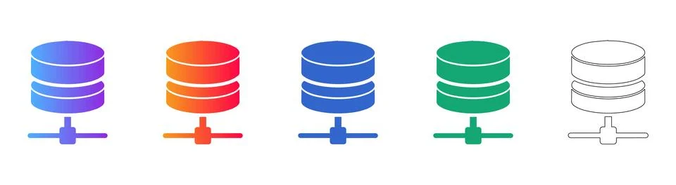 Database Network Connection Icons Set Stock Illustration
