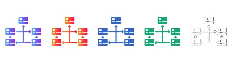 Database Network Data Flow Icons Illustrazione stock