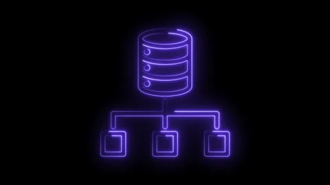 Database network diagram with neon glow data storage server nodes system an.. Video stock 346003724