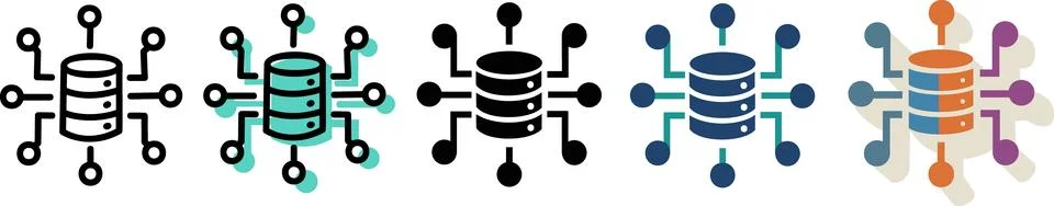 Database network infrastructure icon set Stock Illustration