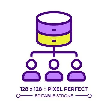 Database network line color icon Stock Illustration