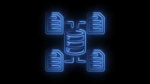 Database network neon glow animation symbol of data management and file sharing 動画素材 330781787