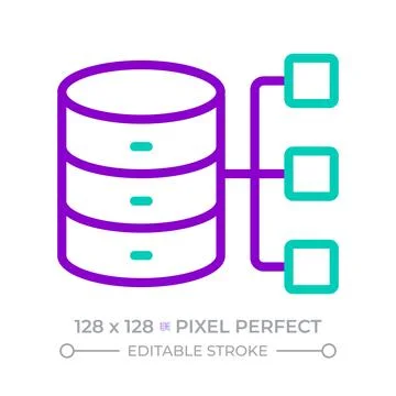 Database network two color line icon Stock Illustration