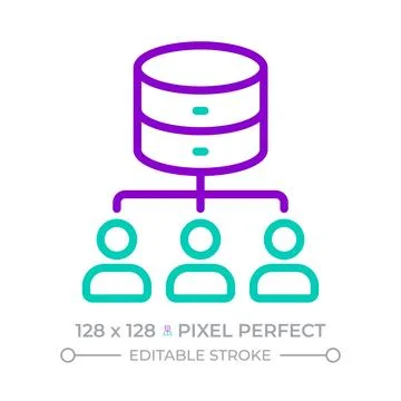 Database network two color line icon Stock Illustration