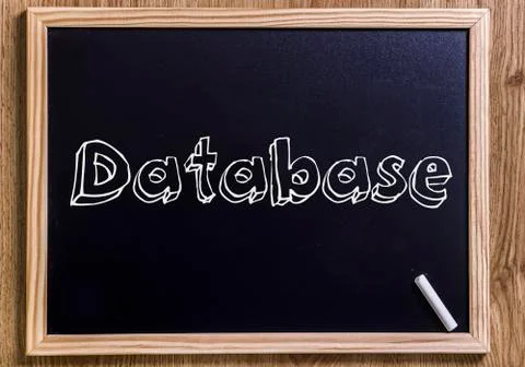 Database - New chalkboard with 3D outlined text Stock Photos