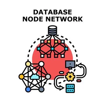 Database node network processing data server system 스톡 일러스트