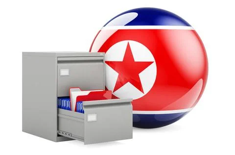 Database in North Korea, concept. Folders in filing cabinet with North Kor... Foto stock