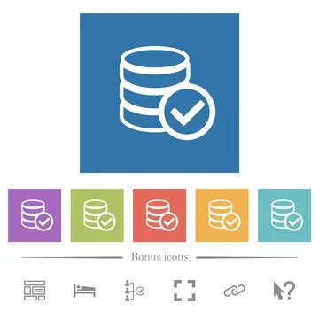 Database ok flat white icons in square backgrounds 库存插图