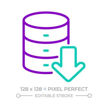 Database operations two color line icon Stock Illustration