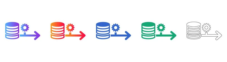 Database Optimization and Management Icon Set Illustrazione stock